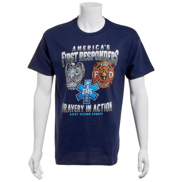 Mens Home of the Brave First Responder Badge Graphic Tee