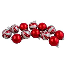 Northlight 12ct. Red & Silver Swirl Glass Christmas Ornaments Set