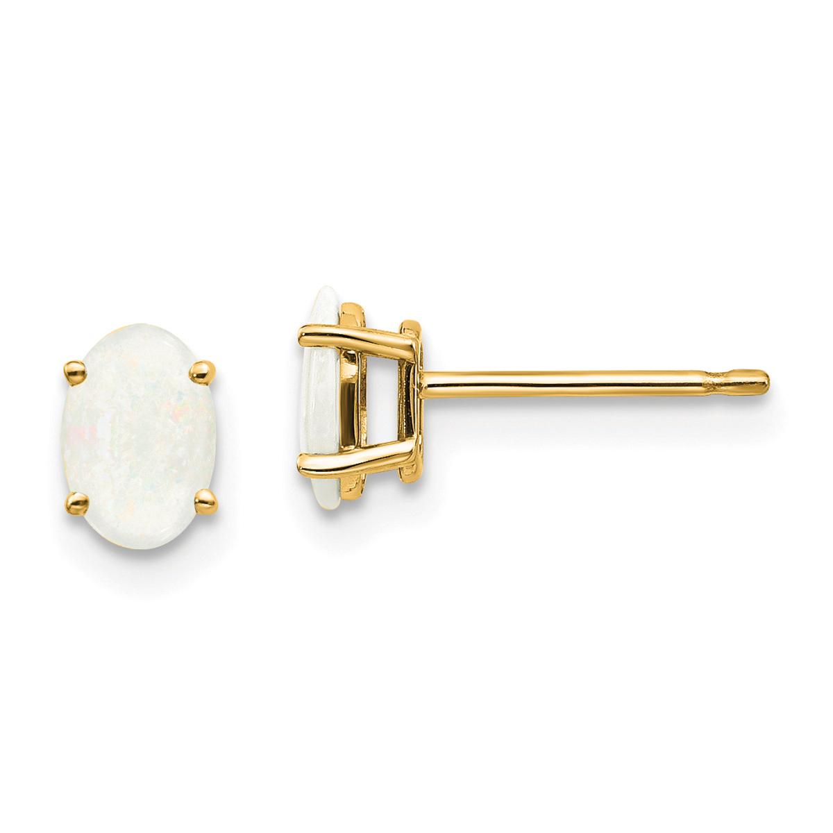 Gemstone Classics(tm) Yellow Gold 6mm. Opal Stud Earrings