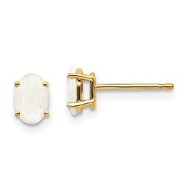 Gemstone Classics(tm) Yellow Gold 6mm. Opal Stud Earrings