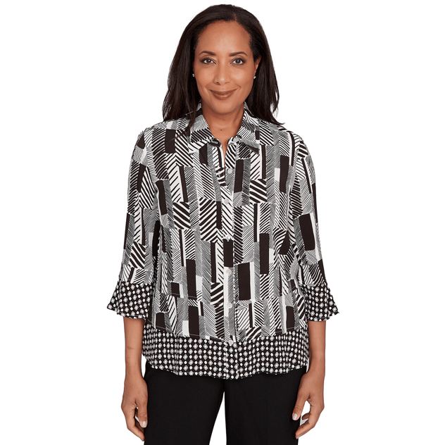 Petite Alfred Dunner Business As Usual Button Front Blouse