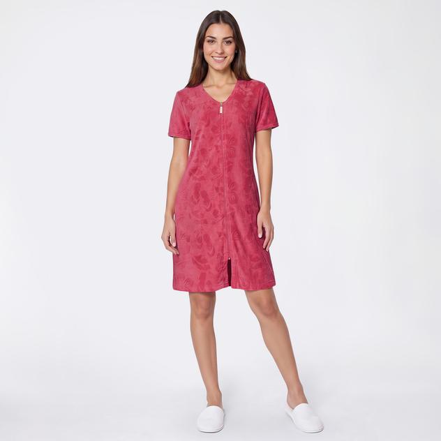 Womens Jasmine Rose Short Sleeve Flip Flop Flower Zip Robe