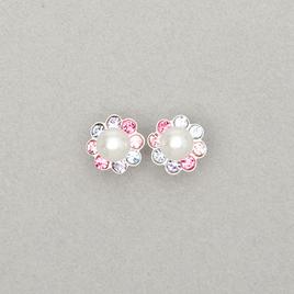Kids Sterling Silver & Multi-Crystal Flower Stud Earrings