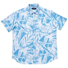 Mens Visitor Tropical Palms Short Sleeve Button Down Shirt