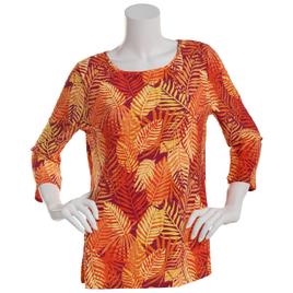 Womens Emily Daniels 3/4 Sleeve Palms Jacquard Tee-Warm/Multi