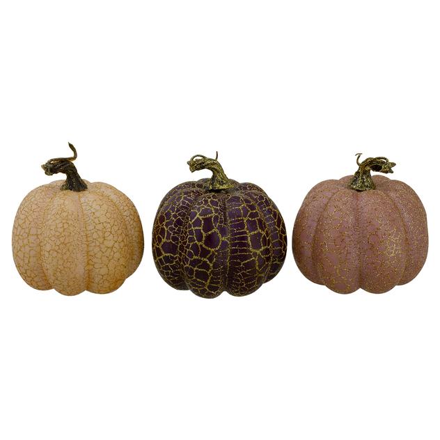 Northlight Brown and Purple Harvest Pumpkins - Set of 3