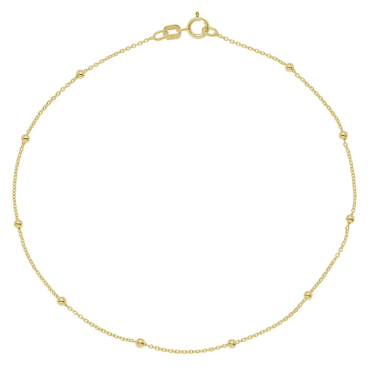 Barefootsies Textured Beaded Link Anklet Bracelet over Sterling