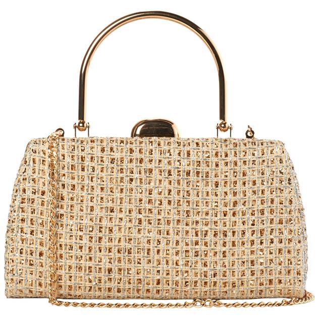 D'Margeaux Sparkle Straw Frame Evening Bag