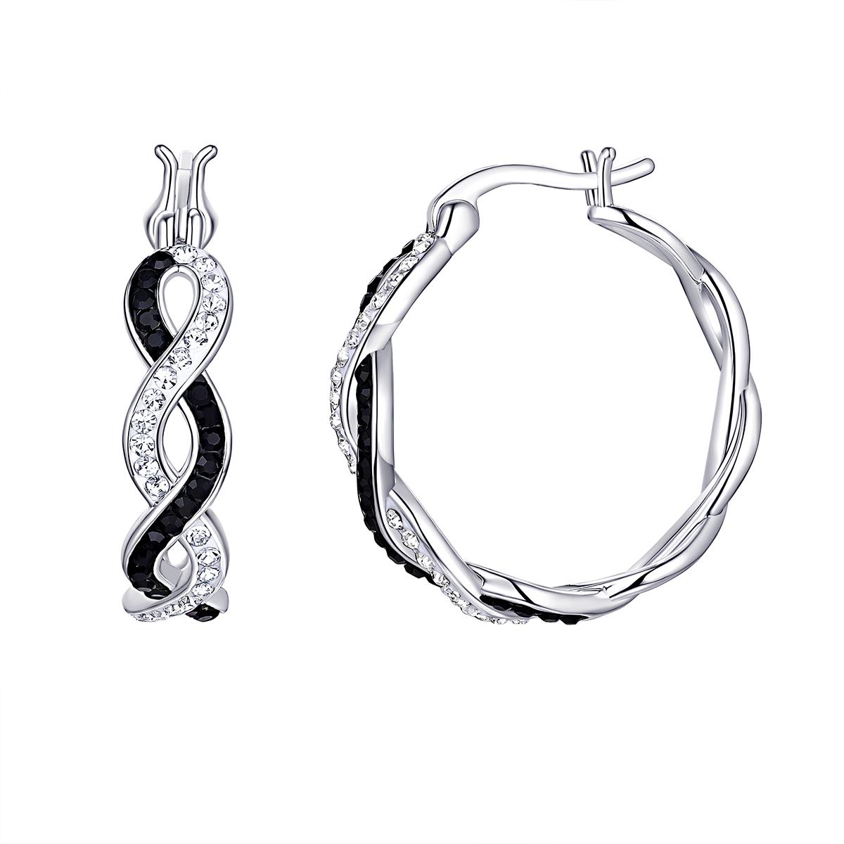 10kt. Gold & Crystal Polished Hoop Earrings