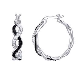 10kt. Gold & Crystal Polished Hoop Earrings