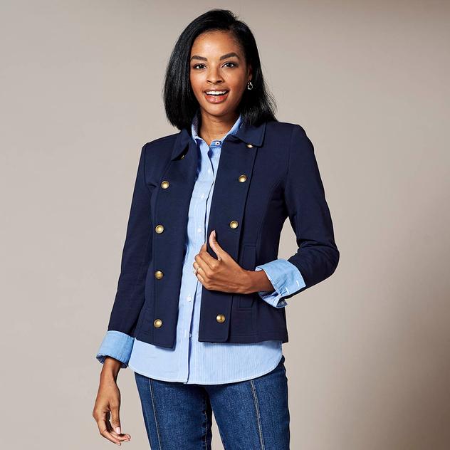 Womens Nautica Solid Open Front Captains Jacket