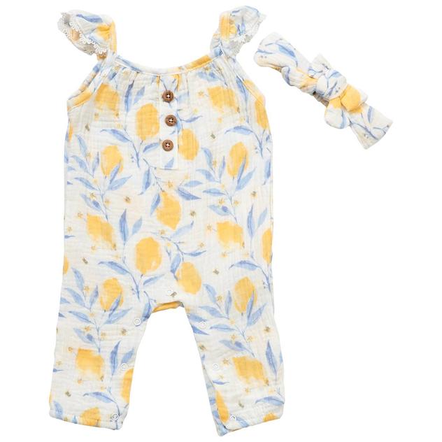 Baby Girl (NB-9M) Emily & Oliver® 2pc. Lemon Gauze Jumpsuit Set