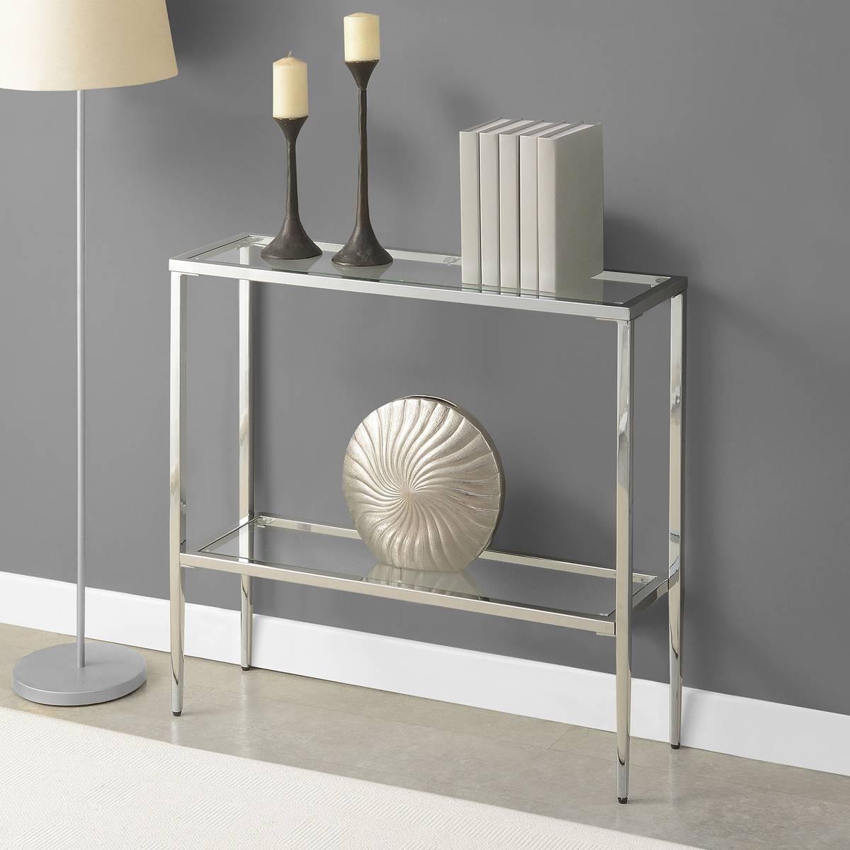 Convenience Concepts Nadia Glass Chrome Entryway Hall Table