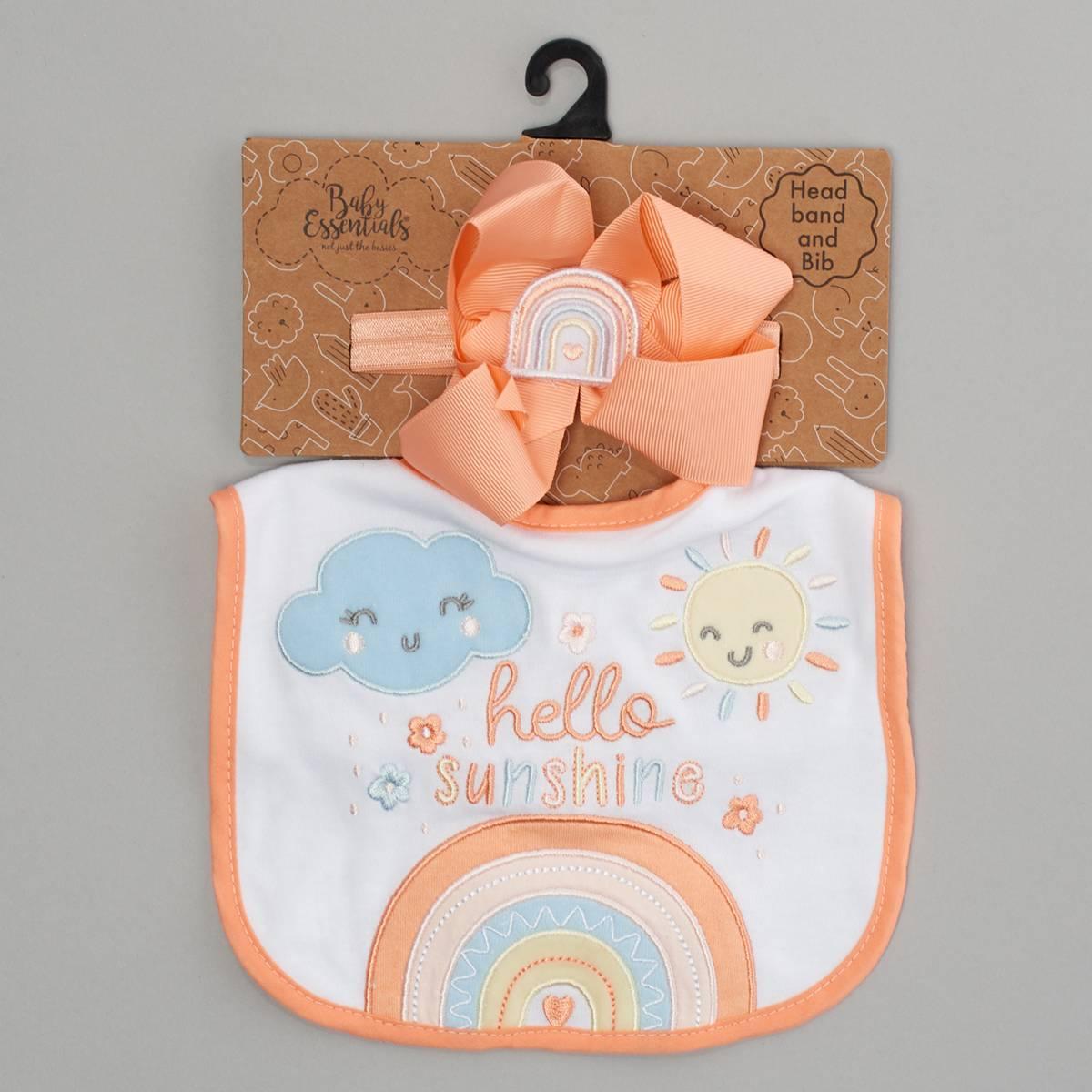 Baby Girl Baby Essentials(R) Hello Sunshine Bib & Headband Set