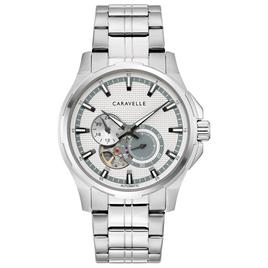 Mens Caravelle Stainless Steel Skeleton Dial Watch - 43A159