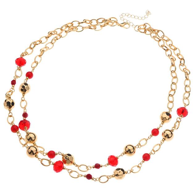 Ashley Cooper™ 2-Row Gold-Tone & Red Beaded Necklace