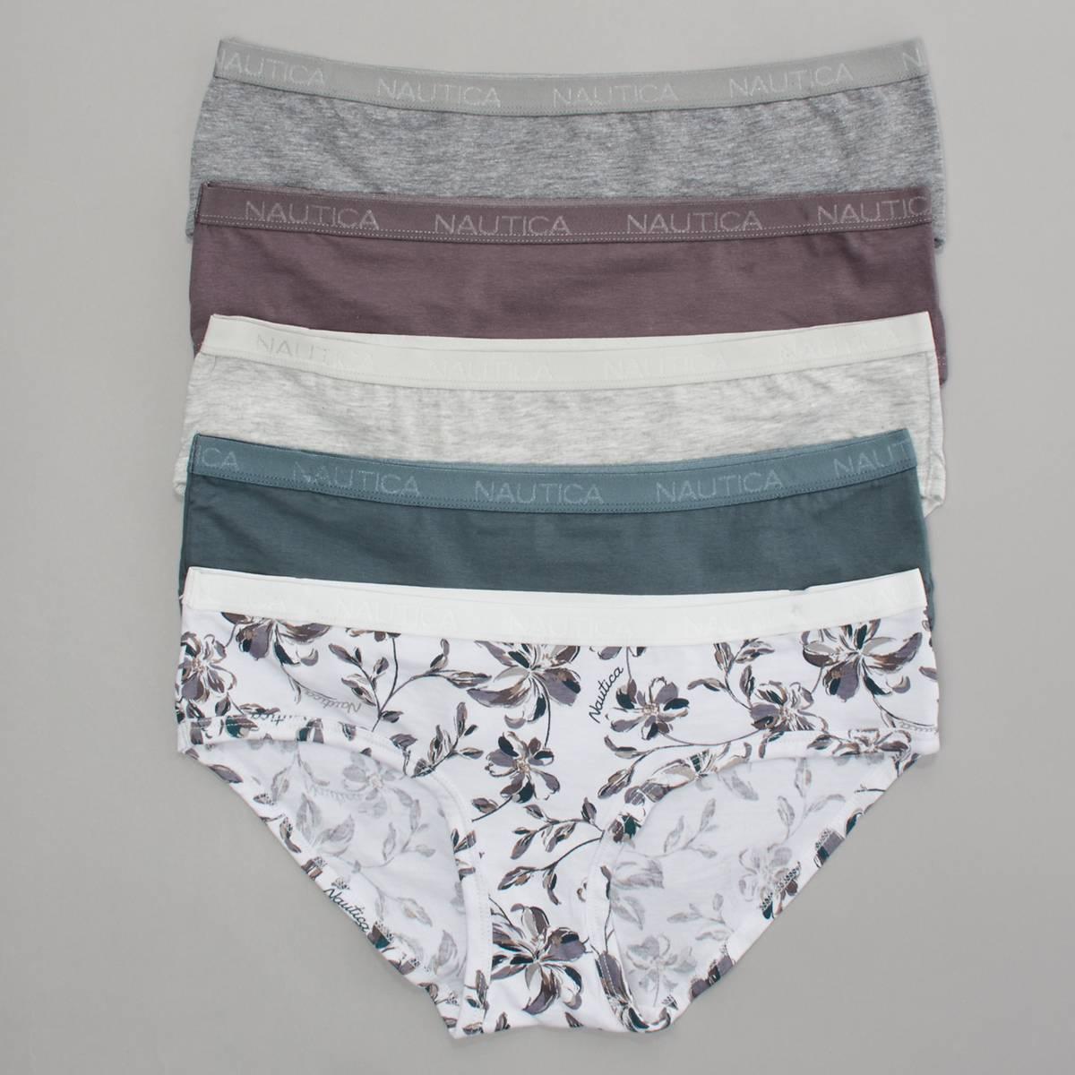 Womens Nautica 5pk. Hipster Panties with Logo - NT9915-5PKCW