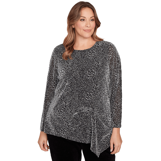 Plus Size Emaline Allentown Leopard Asymmetrical Hem Blouse