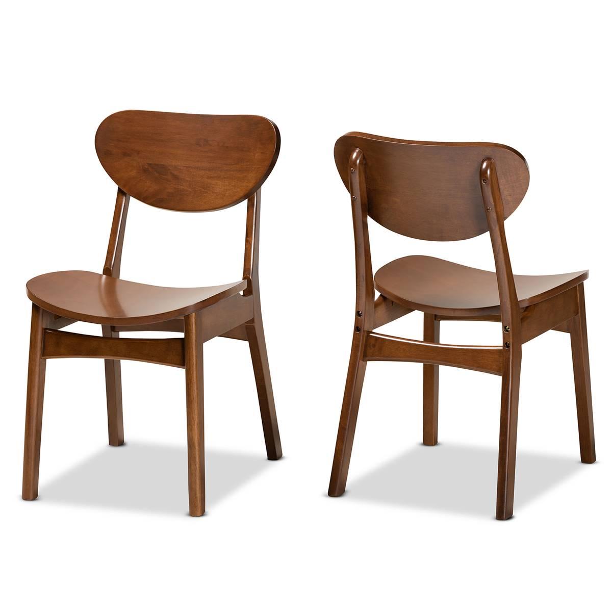 Baxton Studio Katya Walnut Brown Wood 2-pc. Dining Chair Set