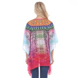 Plus Size White Mark Purple Print Maternity Poncho