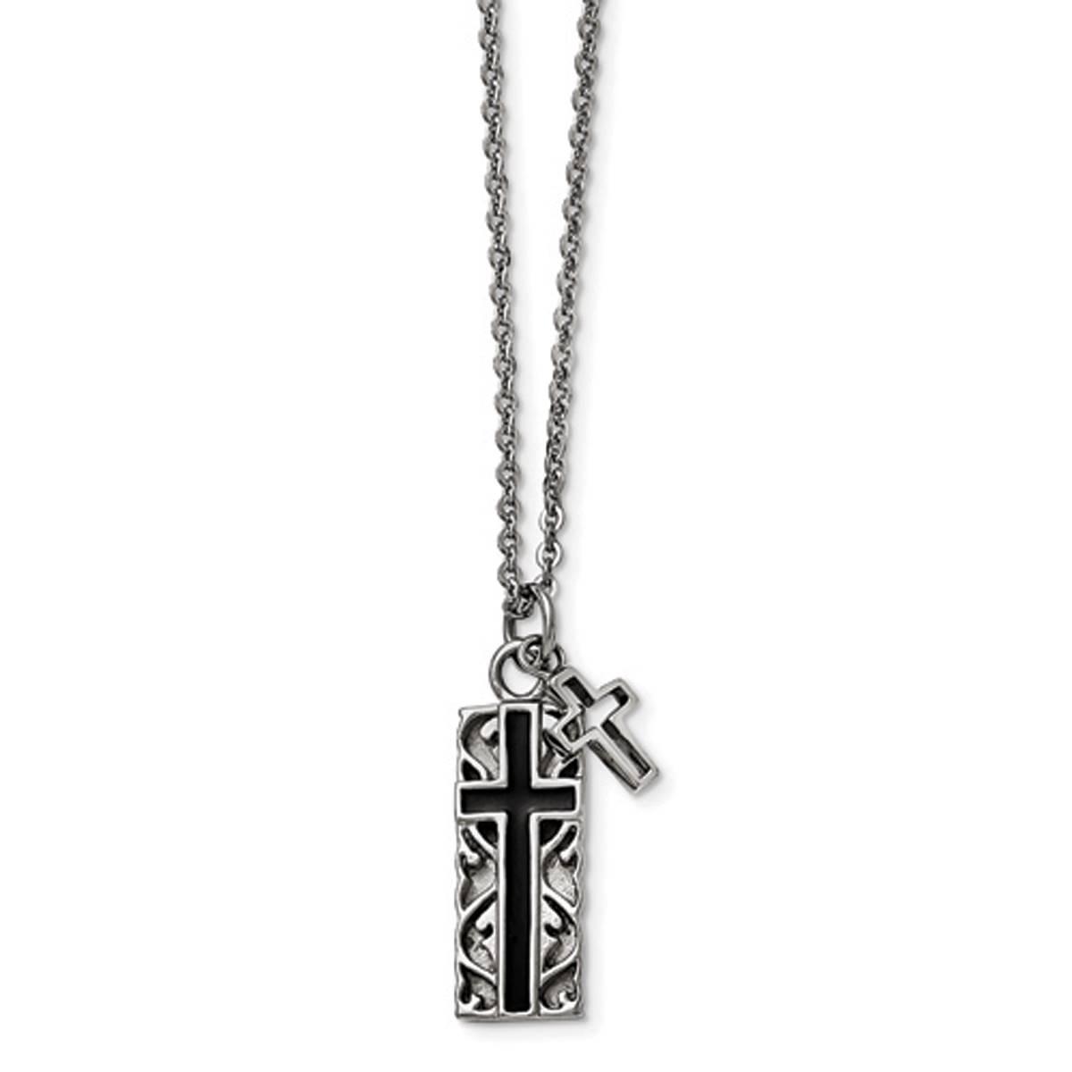 Mens Gentlemen's Classics(tm) IP-Plated Two Piece Cross Necklace