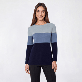 Womens Retrology Color Block Crew Neck Sweater