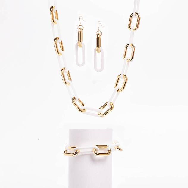 Ashley Cooper™ Oval Link Necklace/Bracelet/Earrings Set