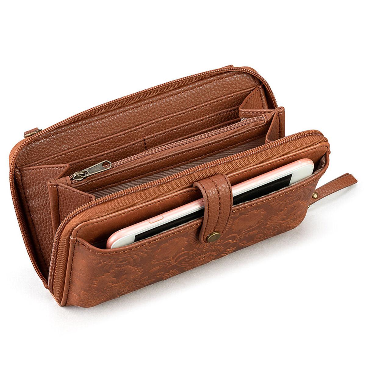 The Sak Large Tobacco Floral Embossed Smartphone Wristlet