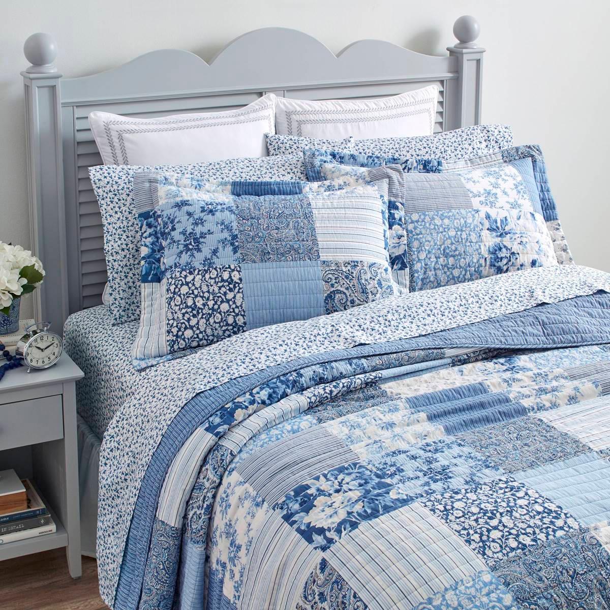 Laura Ashley® Paisley Patchwork 136 TC Reversible Quilt Set
