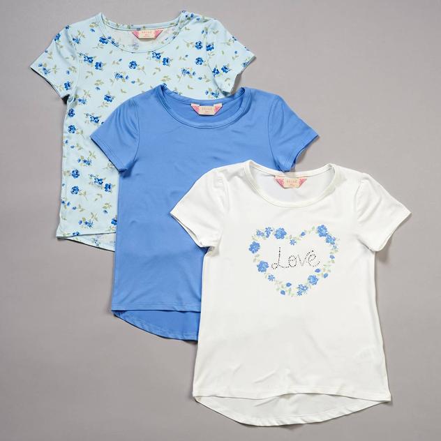 Girls (7-12) Bkind 3pk. Love Floral Tees