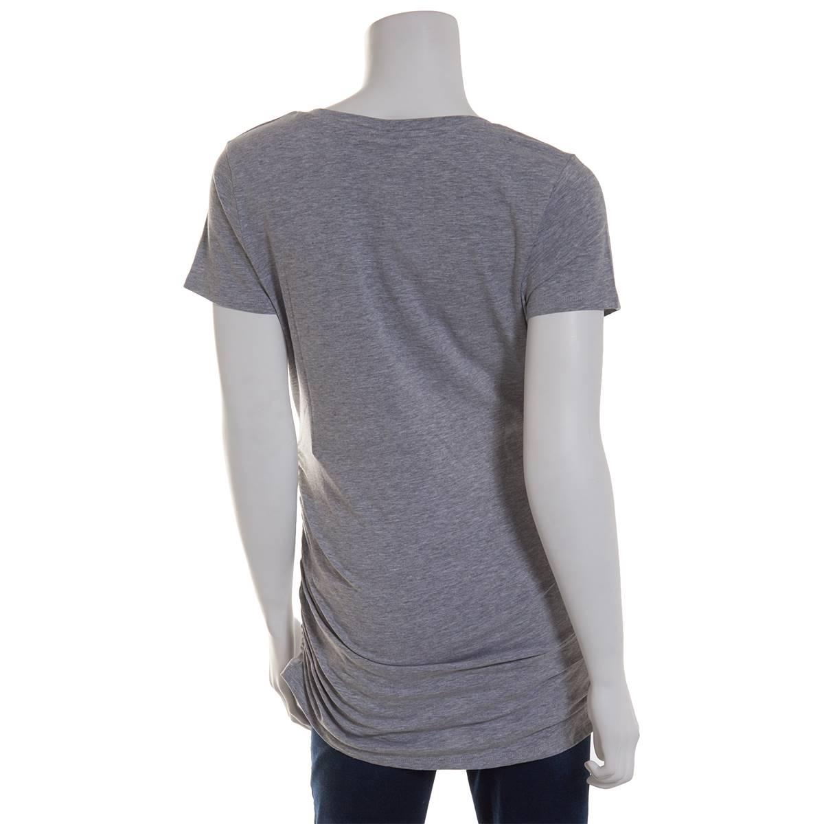 Womens Times Two Short Sleeve Side Ruched V-Neck Maternity Top