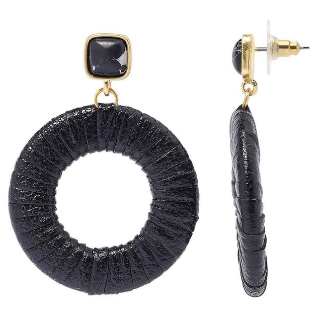 Ashley Cooper™ Gold-Tone & Faux Leather Wrapped Ring Earrings