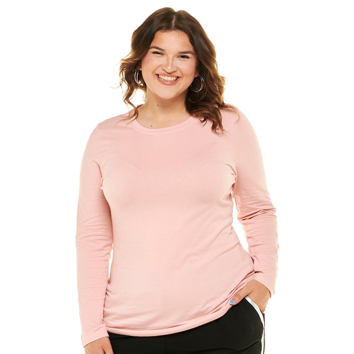 Juniors Plus Aveto Essential Long Sleeve Crew Neck Tee