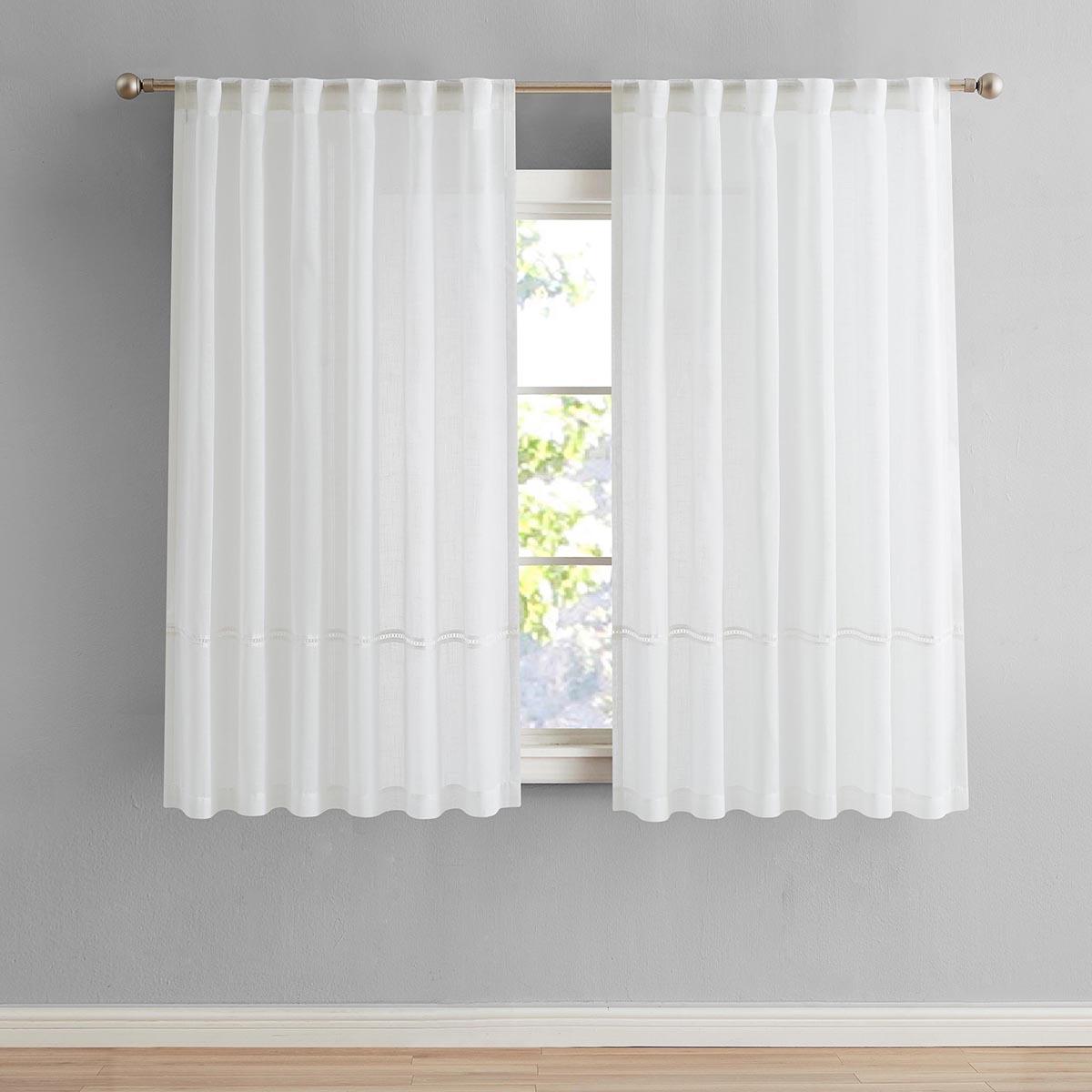 Aria Sheer Rod Pocket Panel Curtain with Trim