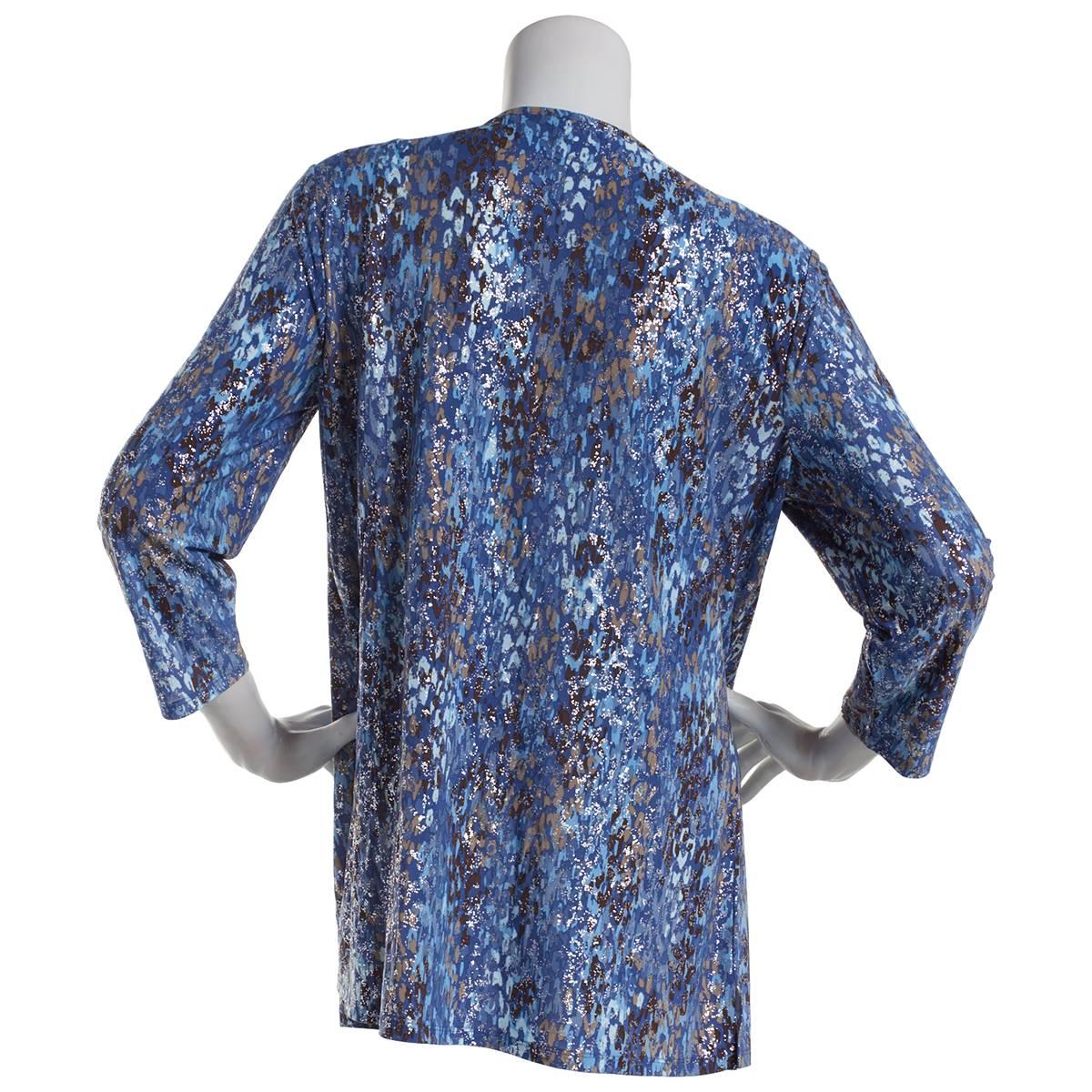 Womens Emily Daniels  3/4 Sleeve Foil Abstract Bar Neck Blouse