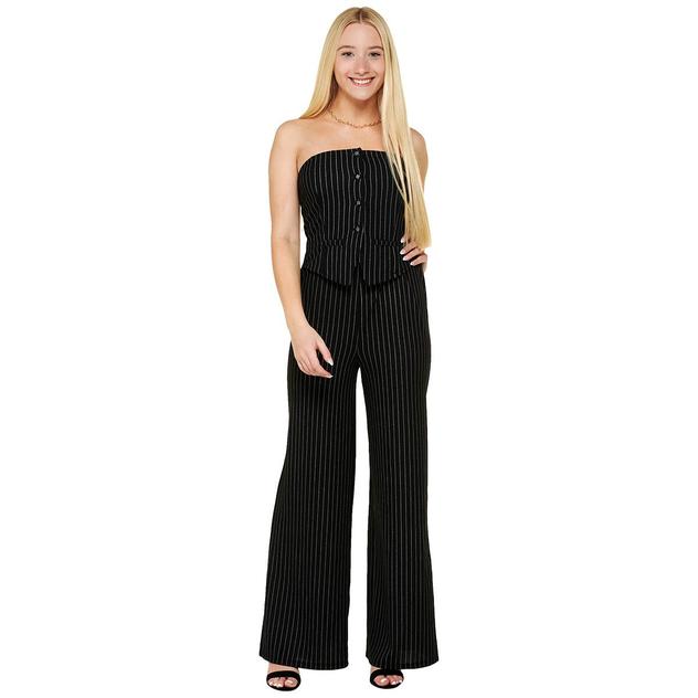 Juniors Madden Girl Knit Stripe Strapless Faux Vest Jumpsuit