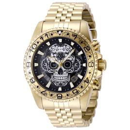 Mens Invicta Pro Diver Black/Grey Skull Dial Quartz Watch - 48951