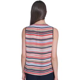 Womens Tommy Hilfiger Sleeveless Stripe Side Shoulder Tie Blouse