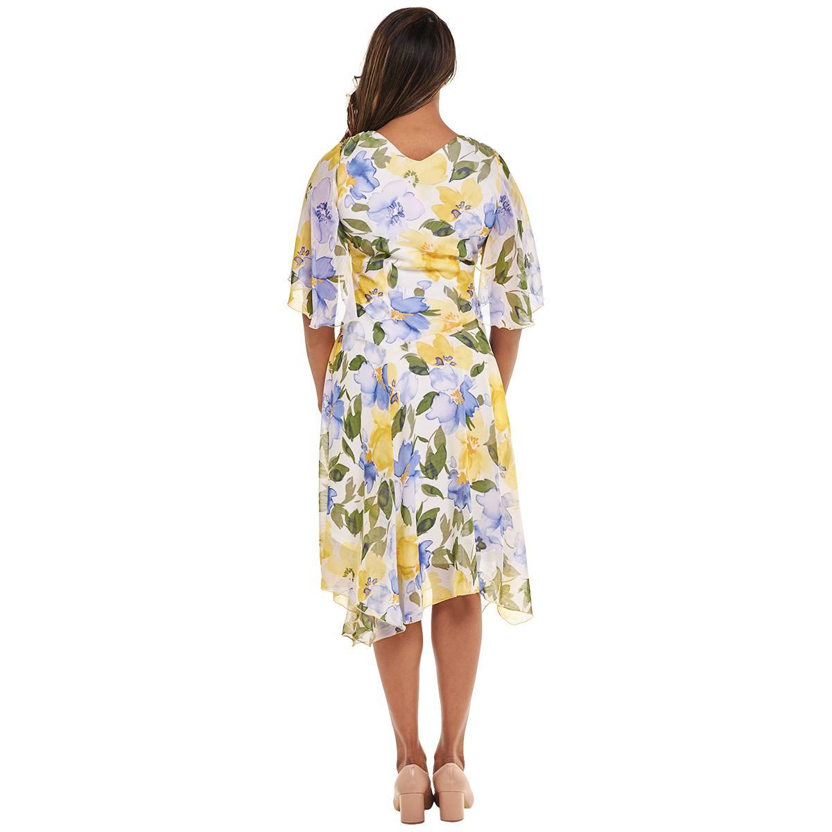 Womens Rabbit Rabbit Rabbit Flutter Sleeve Floral Midi Dress