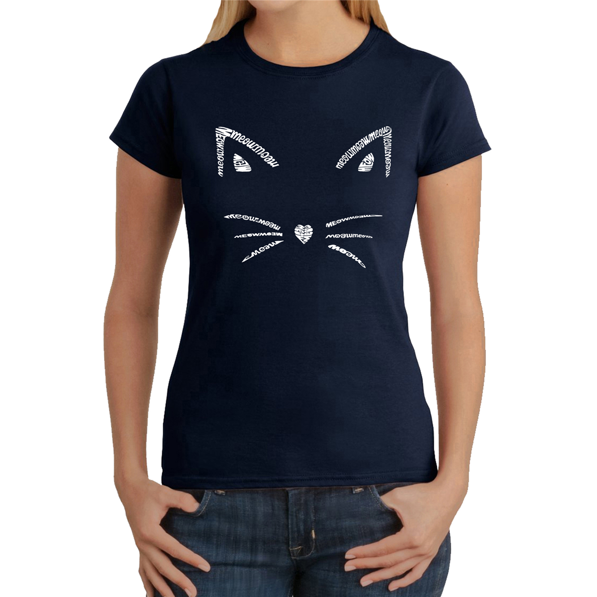 Womens LA Pop Art Whiskers - Word Art T-Shirt