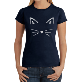 Womens LA Pop Art Whiskers - Word Art T-Shirt
