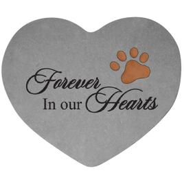 Forever in Our Hearts w/ Paw Print Heart Memorial Stone