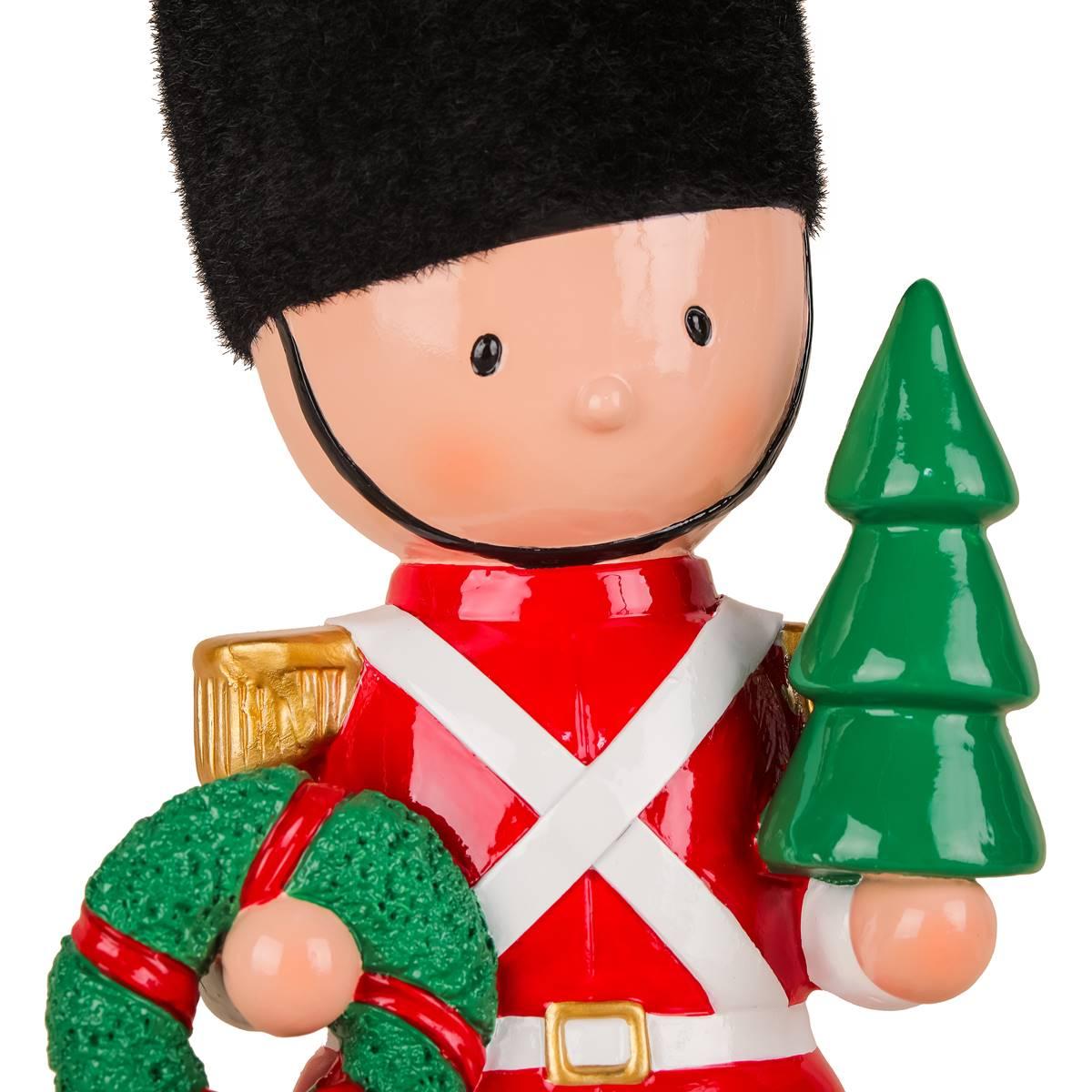 National Tree Christmas Soldier Holding Tree & Wreath Figurine