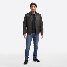 Mens London Fog Faux Leather Jacket w/ Stand Up Collar