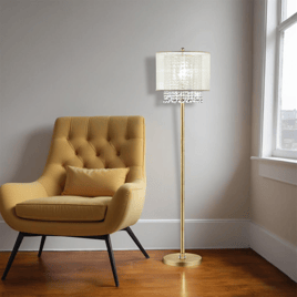 HomeRoots 65in. Gold And White Novelty Floor Lamp