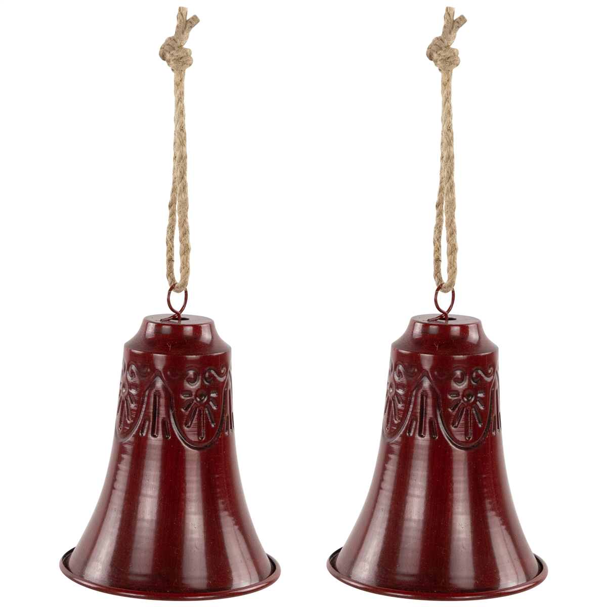 Northlight 2pc. Embossed Burgundy Christmas Bell Ornaments