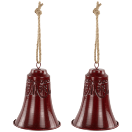 Northlight 2pc. Embossed Burgundy Christmas Bell Ornaments