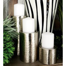 9th & Pike® Silver Hammered Metal Candle Holders - Set of 3