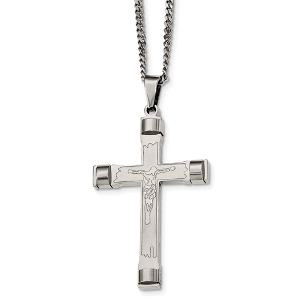 Mens Gentlemen's Classics(tm) Brushed & Polished Cross Necklace