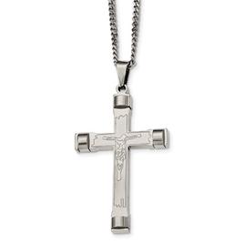Mens Gentlemen's Classics(tm) Brushed & Polished Cross Necklace